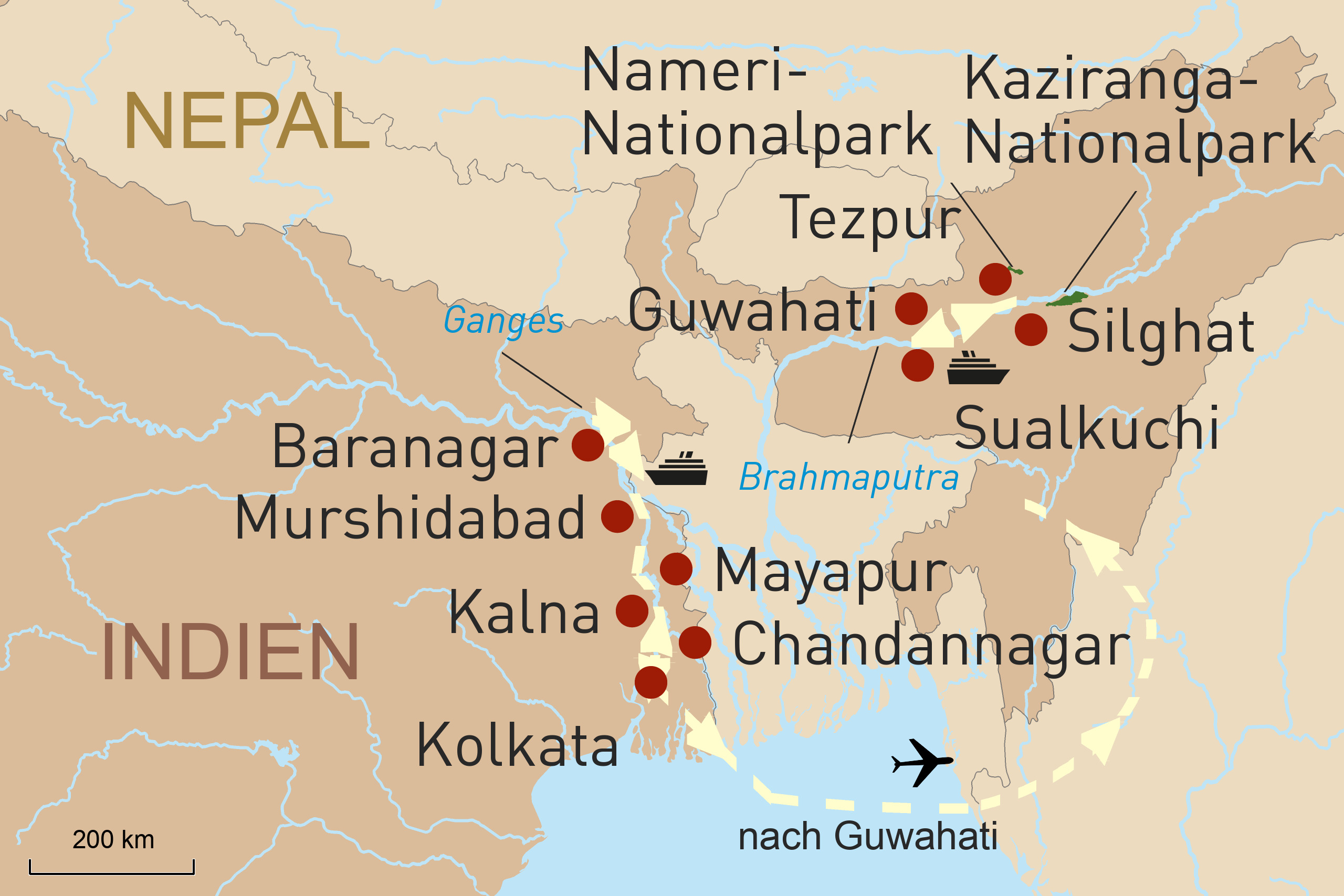 Der unterer Ganges und der Brahmaputra - Upstream